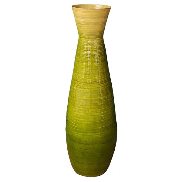 Uniquewise 31.5" Classic Bamboo Floor Vase Handmade, For Dining, Living Room, Entryway, Glossy Green - QI003242.L.GN