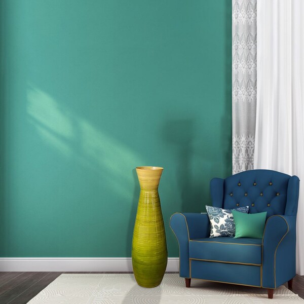 Uniquewise 31.5" Classic Bamboo Floor Vase Handmade, For Dining, Living Room, Entryway, Glossy Green - QI003242.L.GN