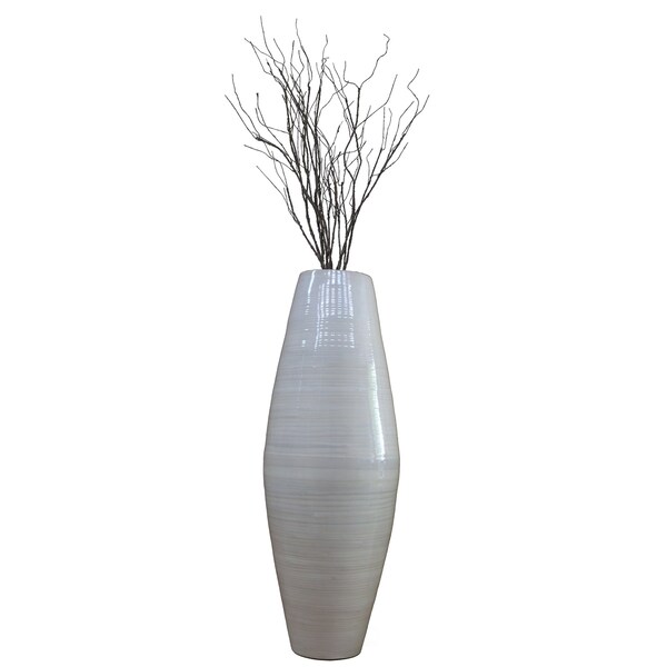 Uniquewise Bamboo Cylinder Floor Vase-Handcrafted Tall Decorative Vase-Ideal for Dining Room, Living Room, 37" White - QI003245.WT.L