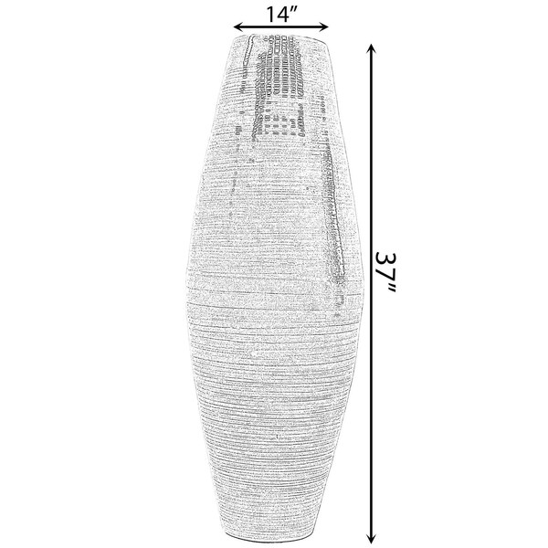 Uniquewise Bamboo Cylinder Floor Vase-Handcrafted Tall Decorative Vase-Ideal for Dining Room, Living Room, 37" White - QI003245.WT.L
