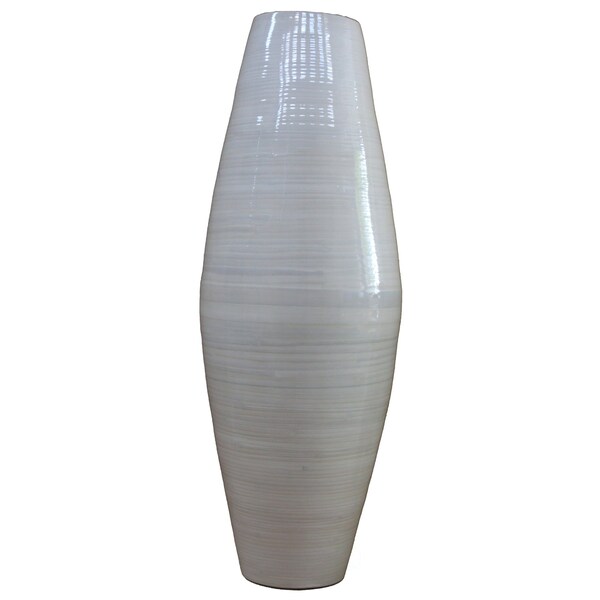 Uniquewise Bamboo Cylinder Floor Vase-Handcrafted Tall Decorative Vase-Ideal for Dining Room, Living Room, 37" White - QI003245.WT.L