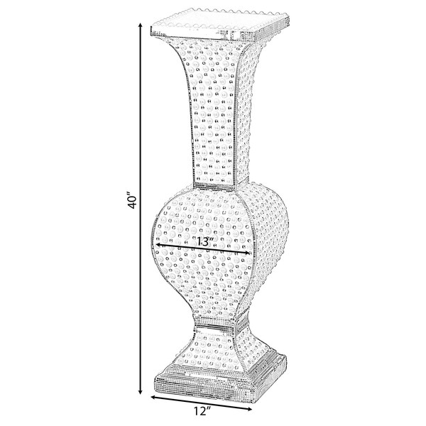 Uniquewise Contemporary Wedding Floor Flower Vase with Silver Studs and White Pearl Design, 40 Inch - QI004198