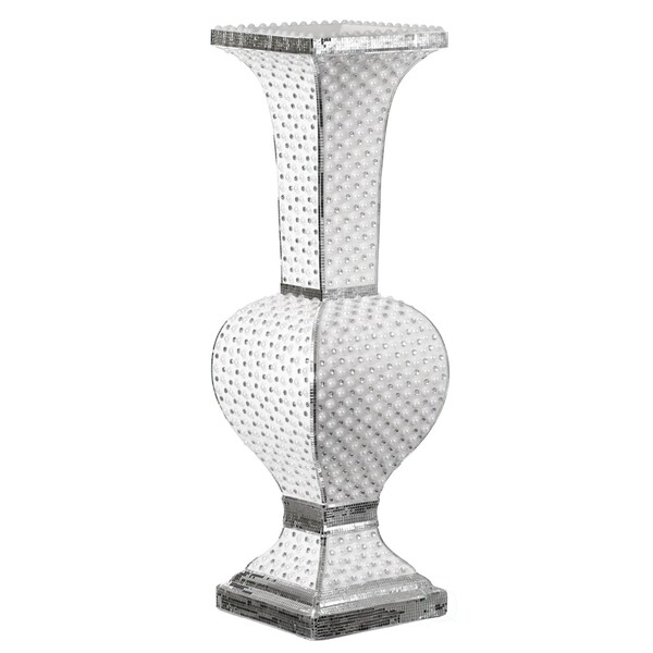 Uniquewise Contemporary Wedding Floor Flower Vase with Silver Studs and White Pearl Design, 40 Inch - QI004198