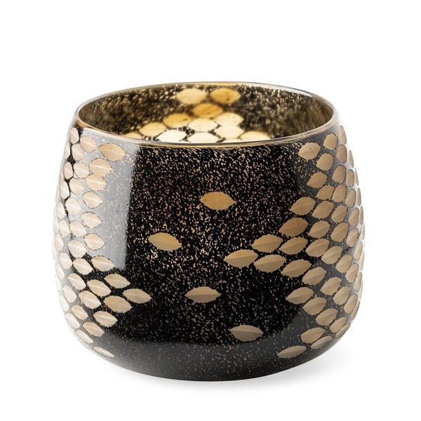 Homeroots 6 in. Black & Gold Artisan Bubble Glass Vase - 397576