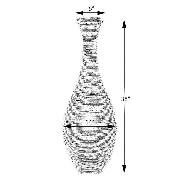 Uniquewise Set of 2 38-inch Tall Artificial Rattan Floor Vase in Elegant Beige - Statement Piece for - QI003823.2