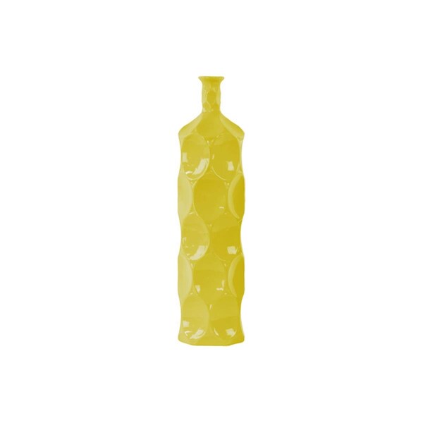 H2H Urban Trends Collection  Ceramic Round Bottle Vase With Dimpled Sides, Large - Yellow - H22674364