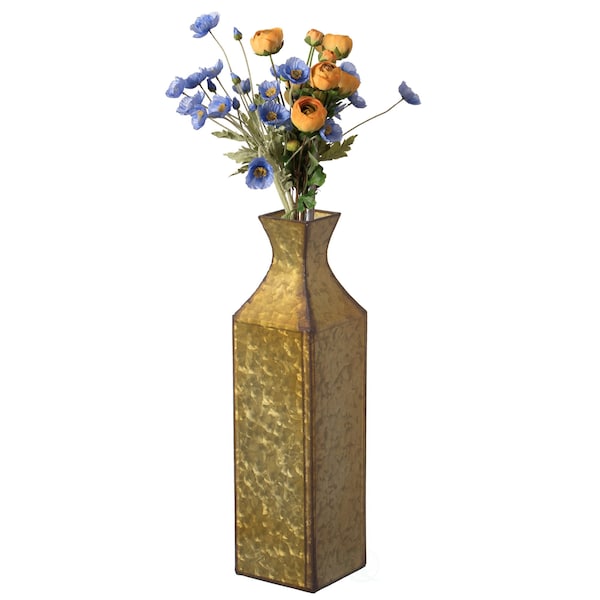 Uniquewise Antique Style Metal Bottle Shape Gold Floor Vase for Entryway, Living Room or Dining Room, Medium - QI004442.M