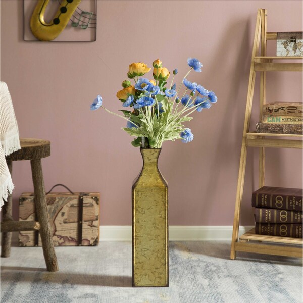 Uniquewise Antique Style Metal Bottle Shape Gold Floor Vase for Entryway, Living Room or Dining Room, Medium - QI004442.M