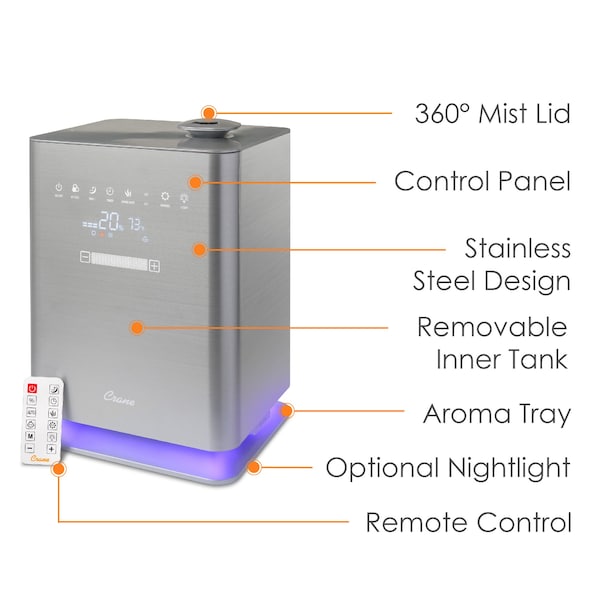 Crane Usa Premium Warm/Cool Mist digital ultrasonic humidifier - EE-6913