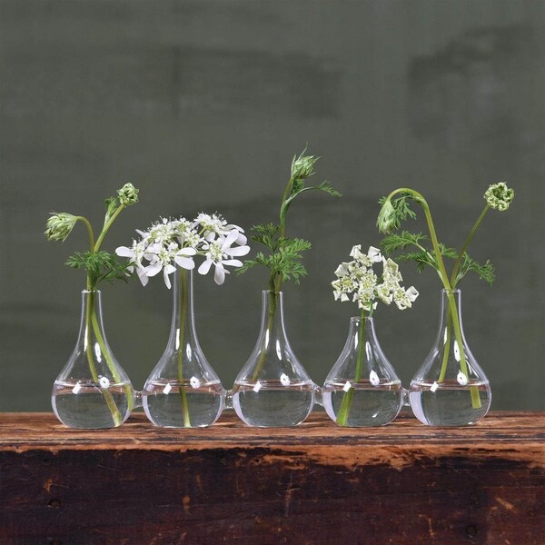 Homeroots Quintuplet Joined Glass Posy Vases - Set of 5 - 384125