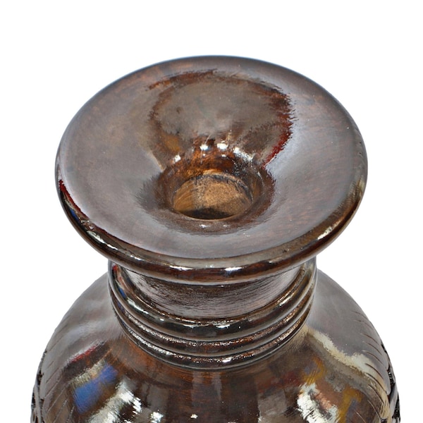 Uniquewise Antique Decorative Hand Curved Brown Mango Wood Table Flower Vase with Unique Textured Pattern, 24" - QI004008