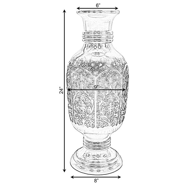 Uniquewise Antique Decorative Hand Curved Brown Mango Wood Table Flower Vase with Unique Textured Pattern, 24" - QI004008