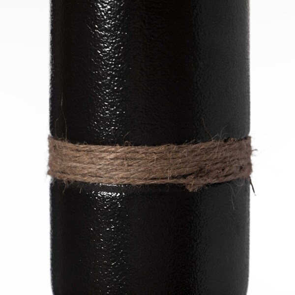 Uniquewise Decorative Modern Ceramic Cylinder Shape Table Vase Flower Holder with Rope, Black 8 Inch - QI004362.S.BK