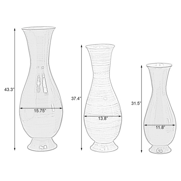 Uniquewise Tall Tri Color and Sizes Modern Handmade Bamboo Floor Vase, Brown, Natural, and Red, PK 3 - QI003592.3