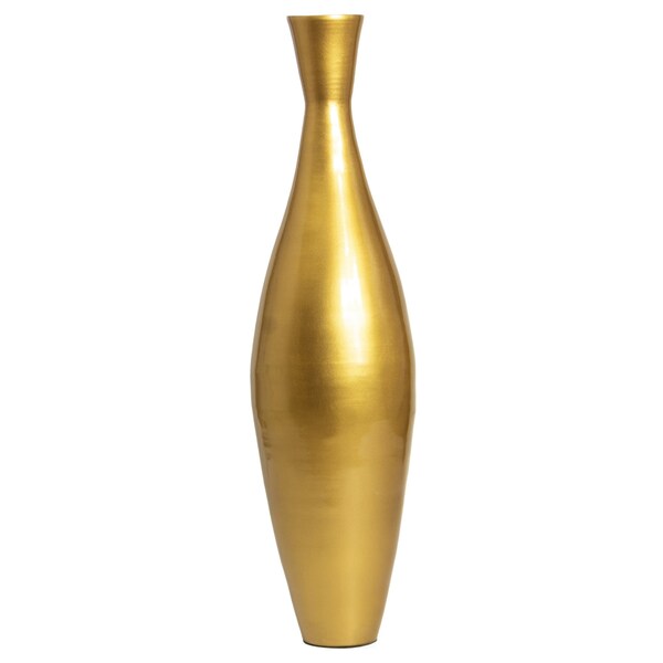 Uniquewise Tall 33" Inch Modern Bamboo Narrow Trumpet Floor Vase, Gold Small - QI003889.GD.S