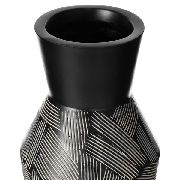 Uniquewise Trumpet Classic Style Straight Designed Table Vase for Entryway Dining or Living Room, Ceramic Black - QI004037