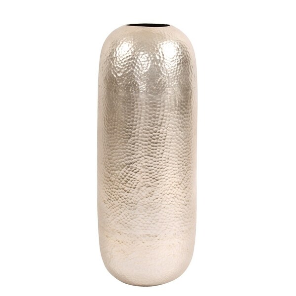 Howard Elliott Oversized Metal Cylinder Vase With Hammered silver Finish Large - 35085