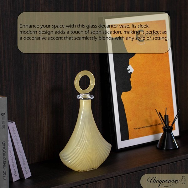 Uniquewise Unique 16-Inch Decanter-Inspired Glass Vase - Ideal Centerpiece for Entryway Tables, Dining - QI004734.S