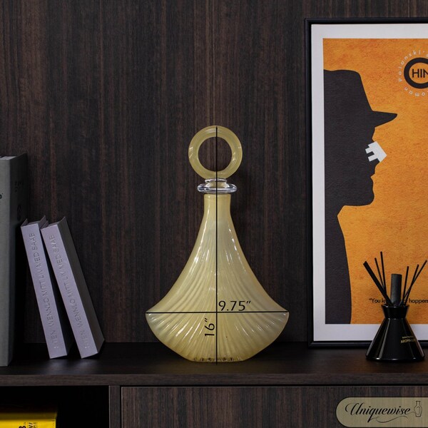 Uniquewise Unique 16-Inch Decanter-Inspired Glass Vase - Ideal Centerpiece for Entryway Tables, Dining - QI004734.S