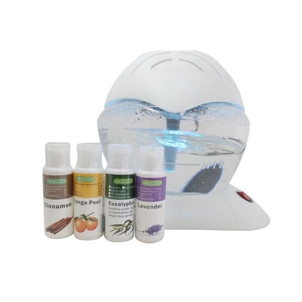 Ecogecko EcoGecko 75002-4PK-75616-White 30 ml Wheel Air Cleaner Humidifier & Revitalizer with 12 LED 7 Color Lights; White - 75002-4PK-75616-WHITE