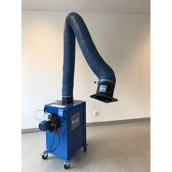 Lev-Co 700-1400 CFM portable filter unit c/w self cleaning, (SCF), 6' 7" arm and 4" casters - RF-SCF-2000-115