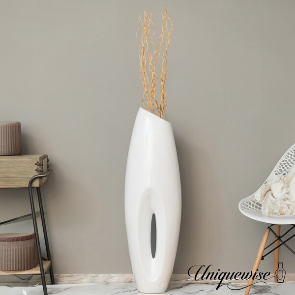 Uniquewise Modern White Large Floor Vase - 40 Inch - QI003159L