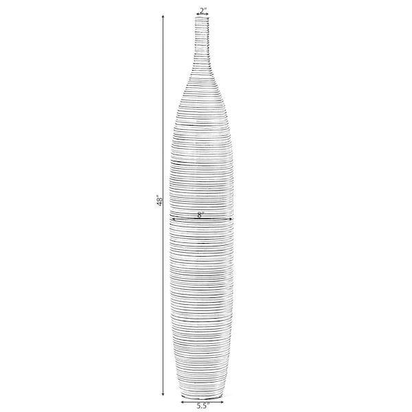 Uniquewise Modern Decorative Bottle Shape White Floor Vase Ribbed Design, 48 Inch - QI004177.L