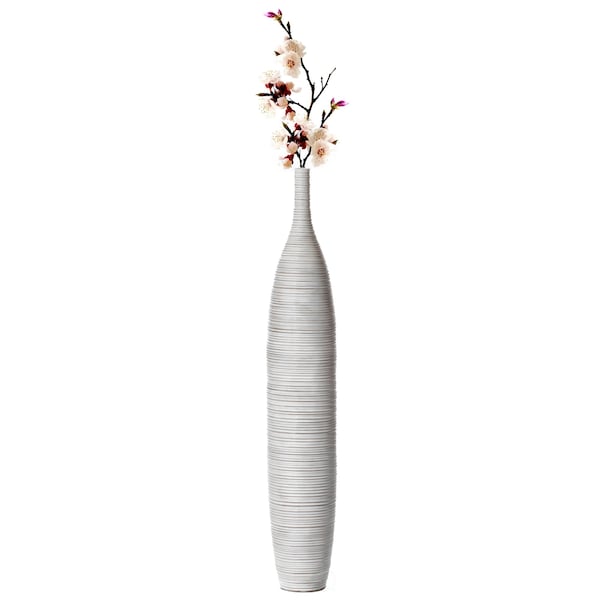 Uniquewise Modern Decorative Bottle Shape White Floor Vase Ribbed Design, 48 Inch - QI004177.L