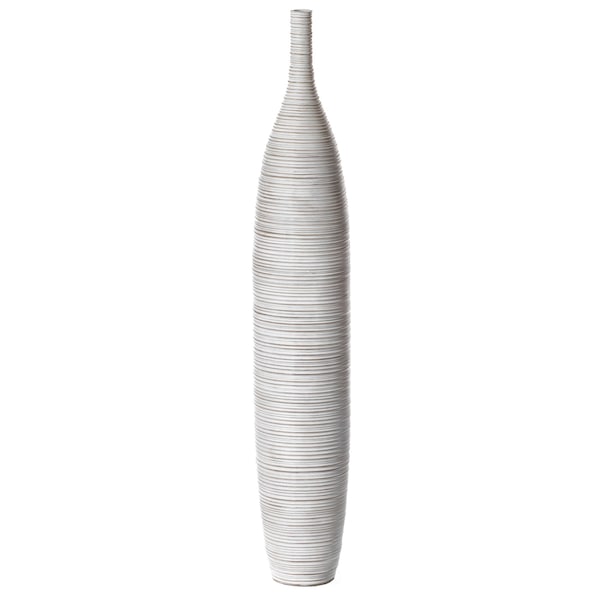Uniquewise Modern Decorative Bottle Shape White Floor Vase Ribbed Design, 48 Inch - QI004177.L