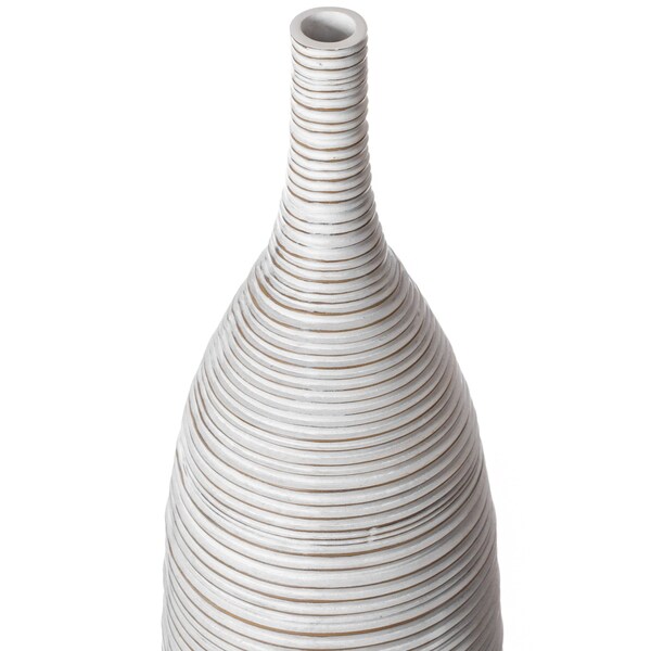 Uniquewise Modern Decorative Bottle Shape White Floor Vase Ribbed Design, 48 Inch - QI004177.L
