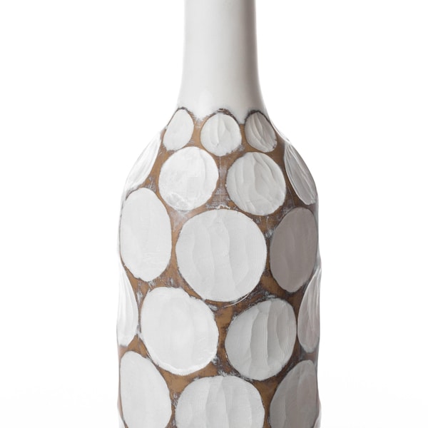 Uniquewise Decorative Contemporary Floor Vase White Carved Divot Bubble Design with Tall Neck, 26 Inch - QI004180.S