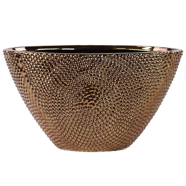 H2H Urban Trends Collection  Stoneware Elliptical Tapered Vase Beaded Chrome - Bronze - H22502250