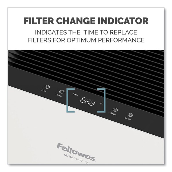 Fellowes AeraMax SV Air Purifier, 1,500 sq ft Room Capacity, White/Black - 9794501