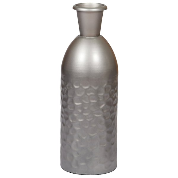 Uniquewise Modern Decorative Iron Hammered Tabletop Centerpiece Flower Vase, Gunmetal Grey 13.5 Inch - QI004129.S