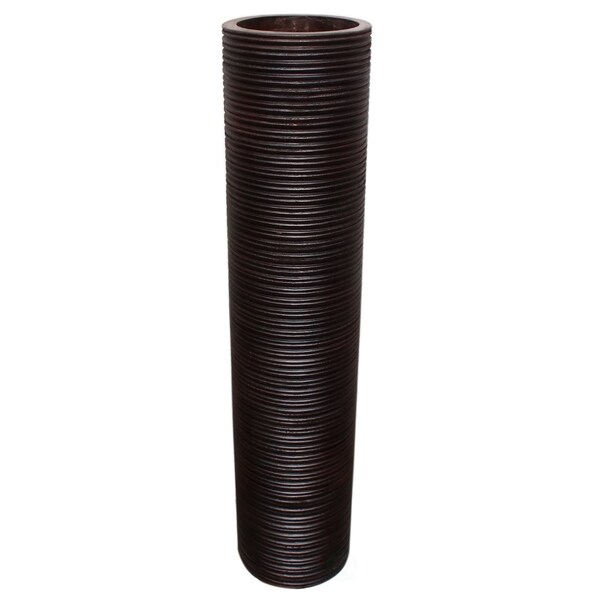 Uniquewise Brown Decorative Contemporary Mango Wood Ribbed Design Cylinder Shaped Floor Vase, 36 Inch - QI004432.L