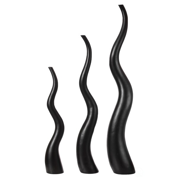 Uniquewise Tall Animal Horn Shape Floor Vase for Entryway Dining or Living Room, Ceramic Black 62 in. - QI004040.L