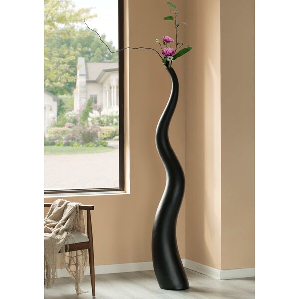 Uniquewise Tall Animal Horn Shape Floor Vase for Entryway Dining or Living Room, Ceramic Black 62 in. - QI004040.L