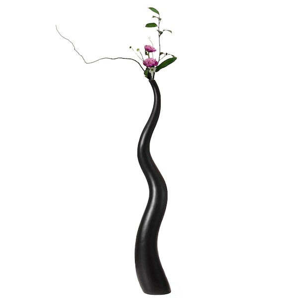Uniquewise Tall Animal Horn Shape Floor Vase for Entryway Dining or Living Room, Ceramic Black 62 in. - QI004040.L