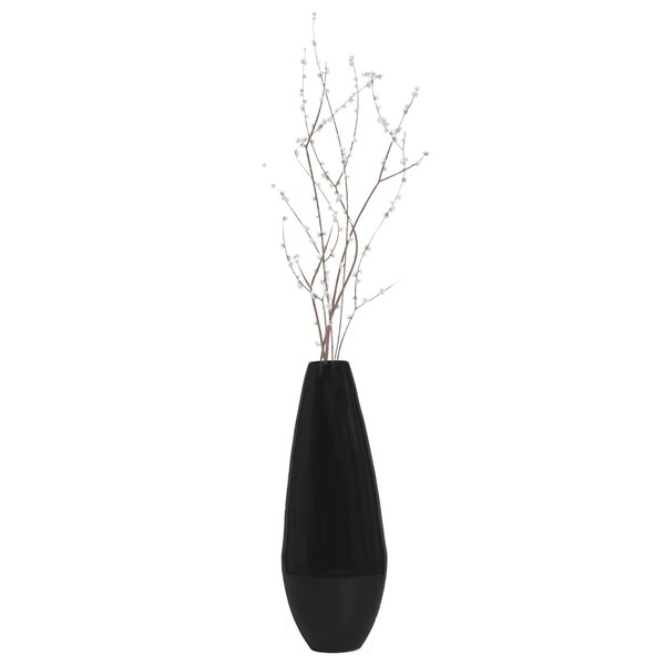 Uniquewise 31.5" Spun Bamboo Modern Metallic Tall Floor Vase, Black - QI003354BK.L