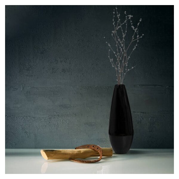 Uniquewise 31.5" Spun Bamboo Modern Metallic Tall Floor Vase, Black - QI003354BK.L
