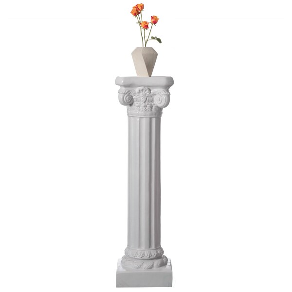 Uniquewise Fiberglass White Plinth Roman Column Ionic Piller Pedestal Vase Stand - Photography Props - 49 Inch - QI004124-49