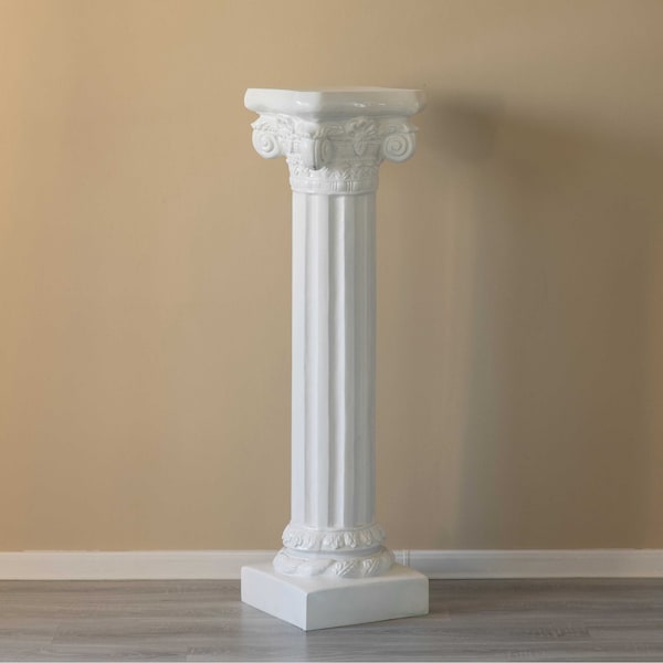 Uniquewise Fiberglass White Plinth Roman Column Ionic Piller Pedestal Vase Stand - Photography Props - 49 Inch - QI004124-49