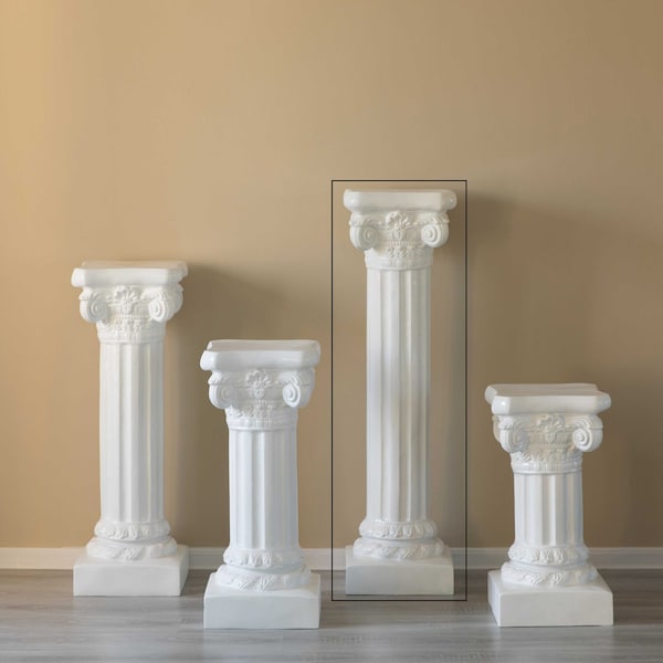 Uniquewise Fiberglass White Plinth Roman Column Ionic Piller Pedestal Vase Stand - Photography Props - 49 Inch - QI004124-49