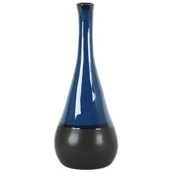 Urban Trends Collection Stoneware Bellied Round Vase with Small Mouth, Blue - Large - 11427