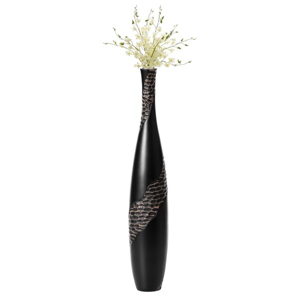 Uniquewise Contemporary Bottle Shape Decorative Floor Vase, Brown with Cobbled Stone Pattern, 27 Inch - QI004178.S