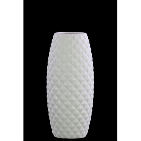 Urban Trends Collection Stoneware Cylindrical Vase with Wide Mouth, White - 31851