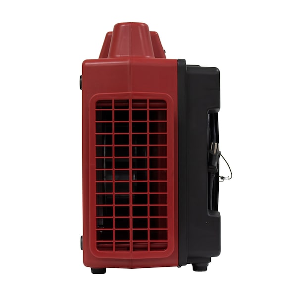 Xpower HEPA Mini Air Scrubber W/ Built-In Power Outlets & 3-Stage Filter System, 1/2 HP, 550 CFM, 2.8 Amps, 5 Speed - X-2480A-RED