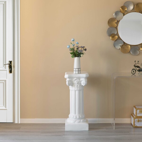 Uniquewise Fiberglass White Plinth Roman Column Ionic Piller Pedestal Vase Stand - Photography Props - 32 Inch - QI004124-32