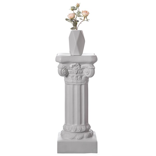 Uniquewise Fiberglass White Plinth Roman Column Ionic Piller Pedestal Vase Stand - Photography Props - 32 Inch - QI004124-32