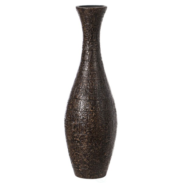 Uniquewise Modern Decorative Brown Textured Design Floor Flower Vase, for Living, Entryway or Dining, 31 inch - QI004194